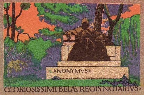 Anonymus szobra (színes nyomat-képeslap)