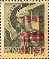 Árpád bélyeg felülbélyegzéssel