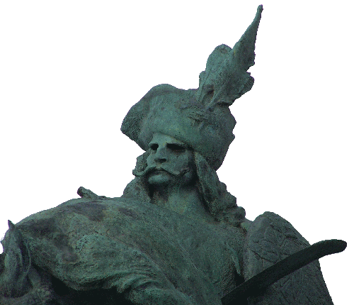 Kond vezér szobra a Milleniumi emlékművön (Zala György - 1928)