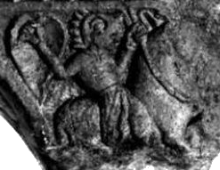 Pajzsos magyar lovas a regensburgi Szent Jakab-kolostor vállkövén (XII. sz.)